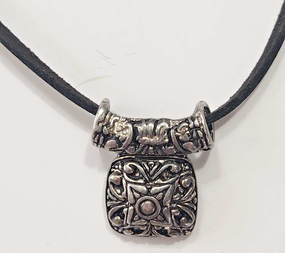 Premier Designs Bailey Necklace Antiqued Silver Plated Filigree Slider Gothic